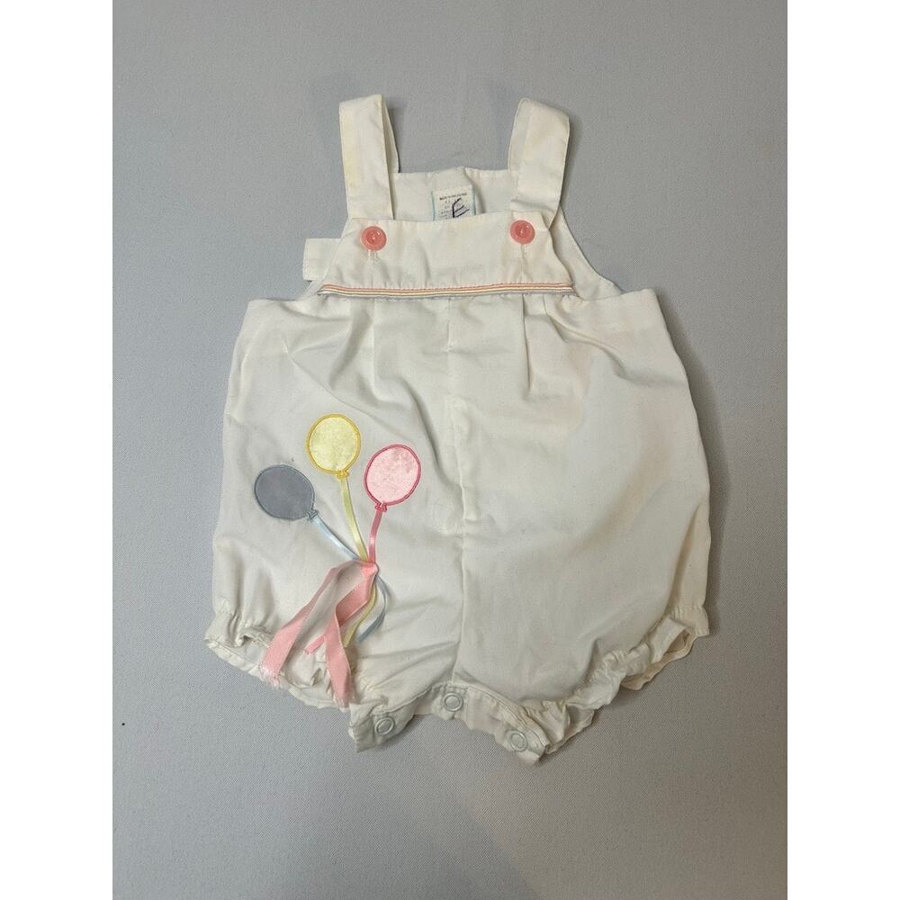 Vintage Baby Bubble Romper 0-3 Months Balloon Applique Sunsuit Infant Outfit